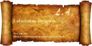 Lehrbaum Aranka névjegykártya